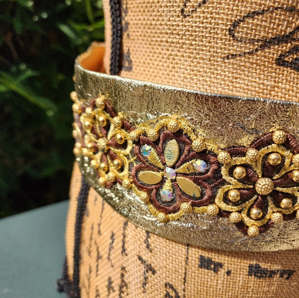 Vintage Gold Lamé‎ Appliqué Belt S - Picture 4 of 10